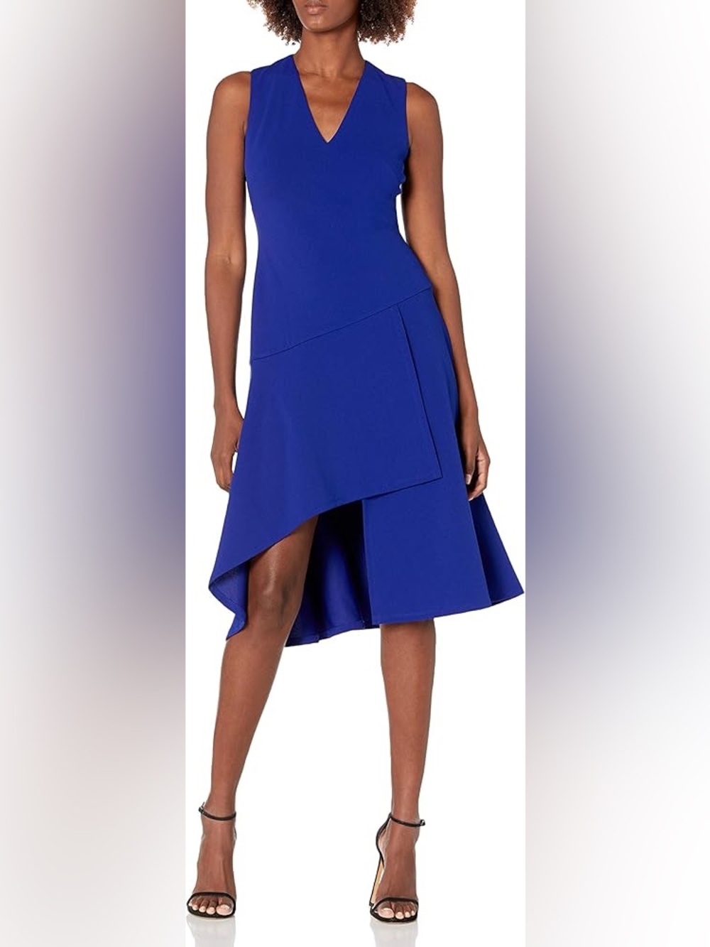 Vince Camuto Sleeveless V-Neck High-Low Dress in Royal Blue